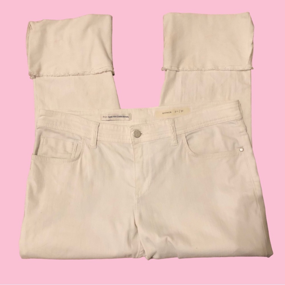 Anthropologie White Wide Cuff Jeans Size 31